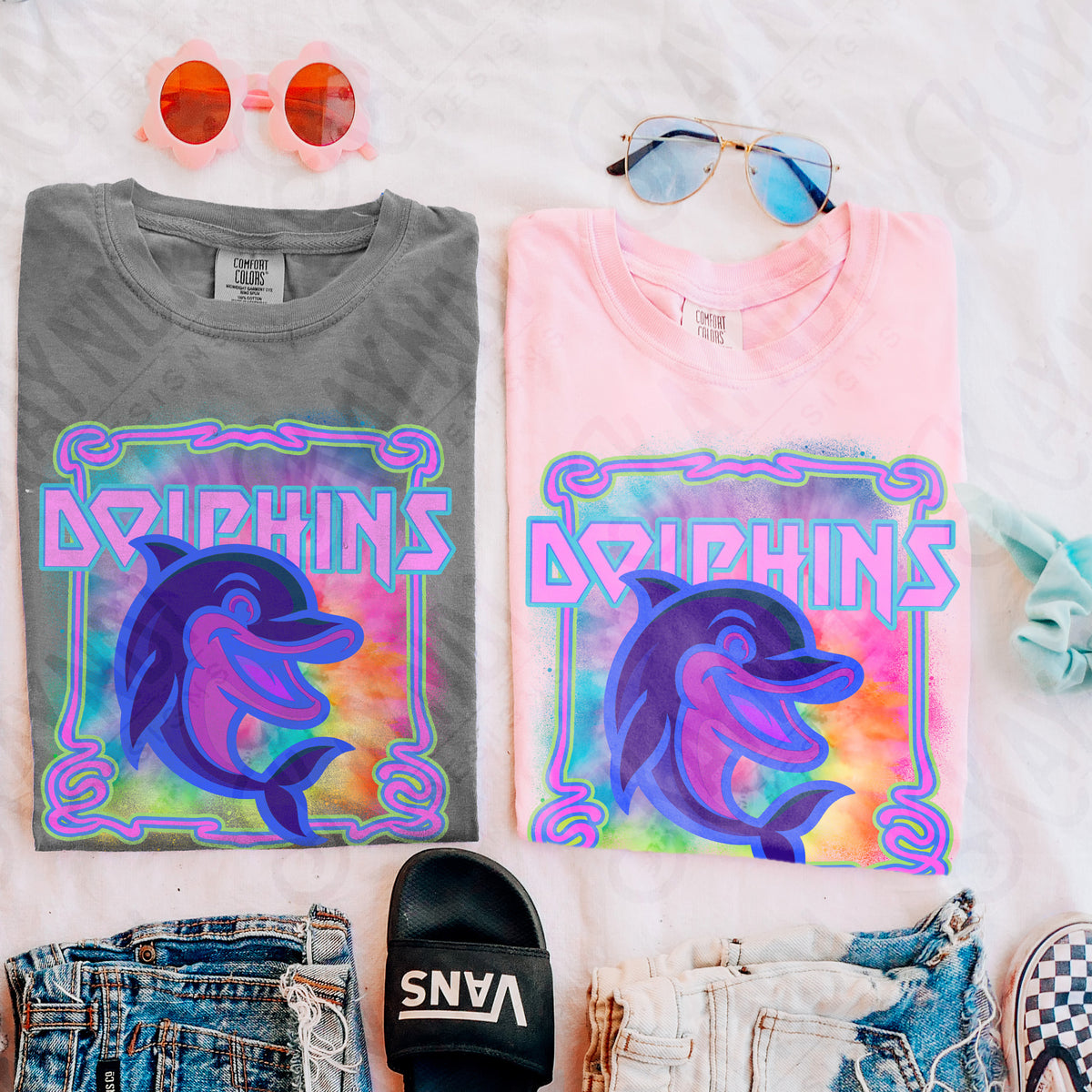 Dolphins neon tie dye (Kayndi) DTF Transfer