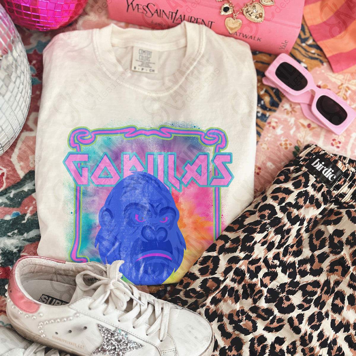 Gorillas neon tie dye (Kayndi) DTF Transfer