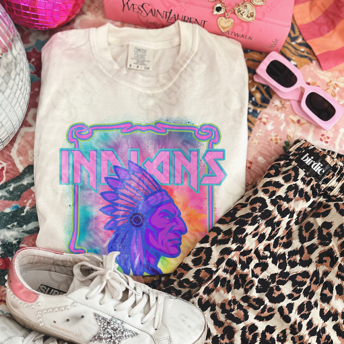 Indians neon tie dye (Kayndi) DTF Transfer