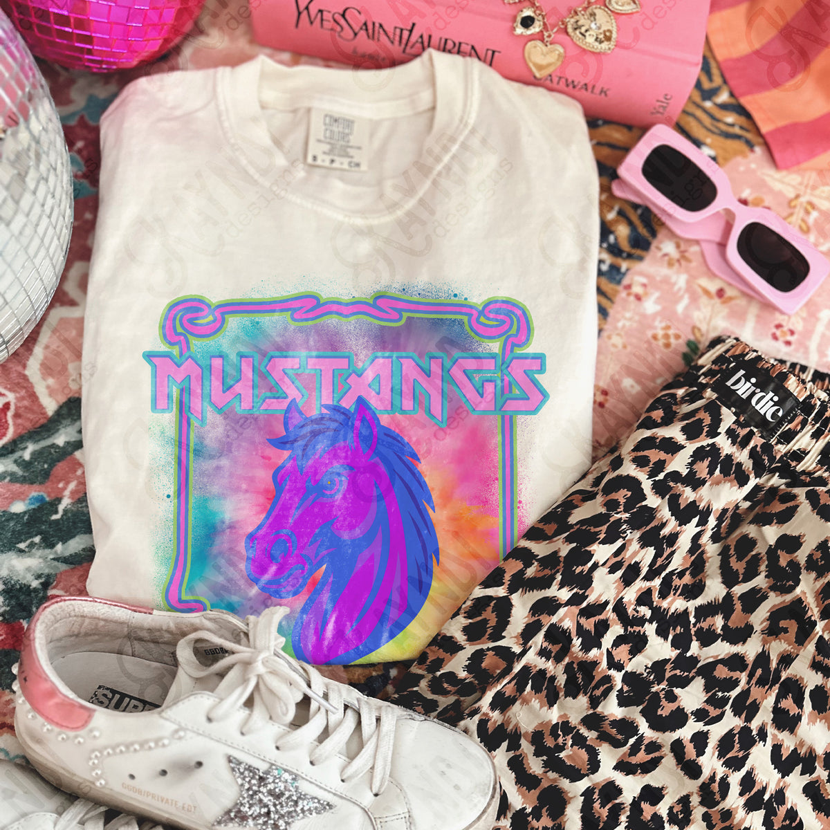 Mustangs neon tie dye (Kayndi) DTF Transfer