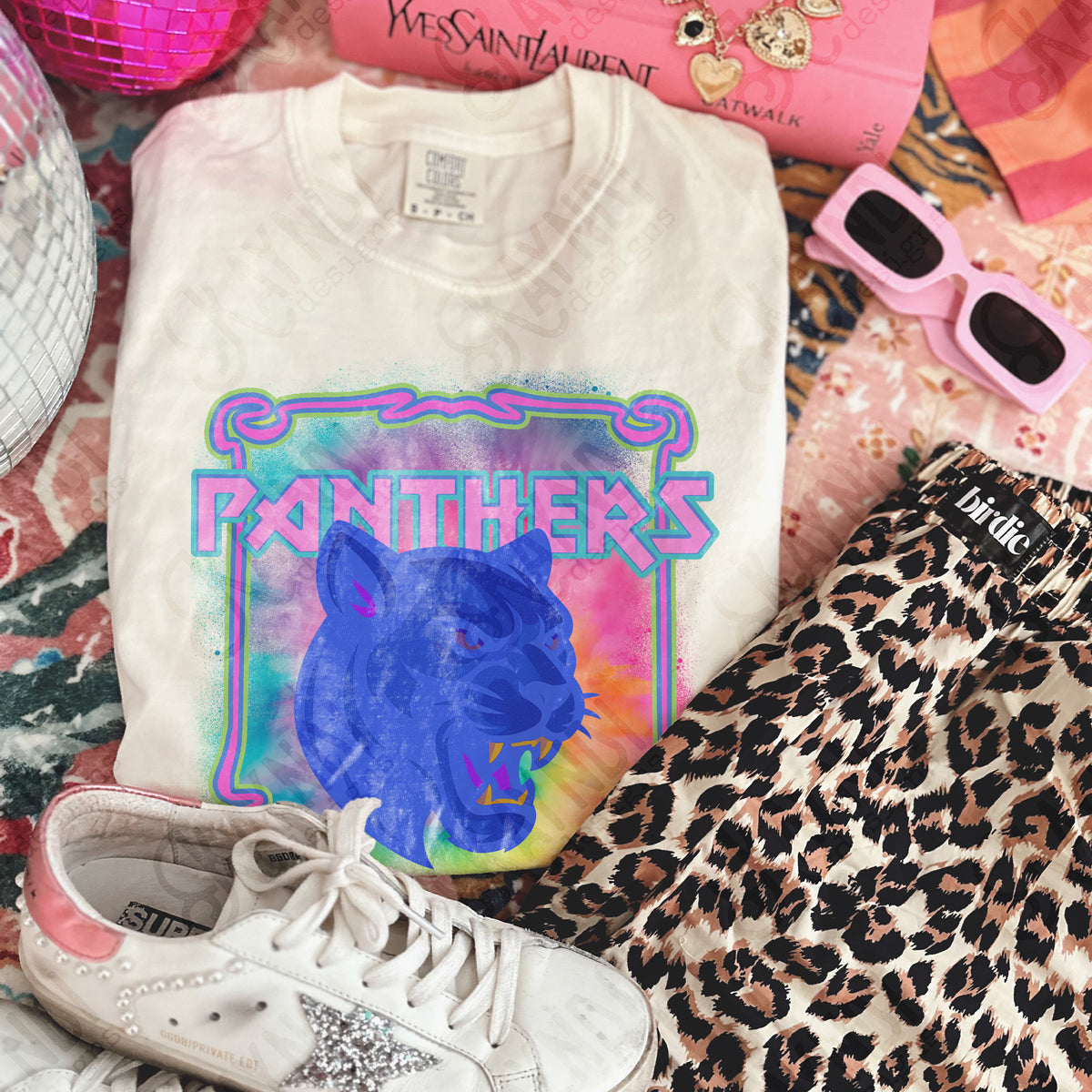 Panthers neon tie dye (Kayndi) DTF Transfer