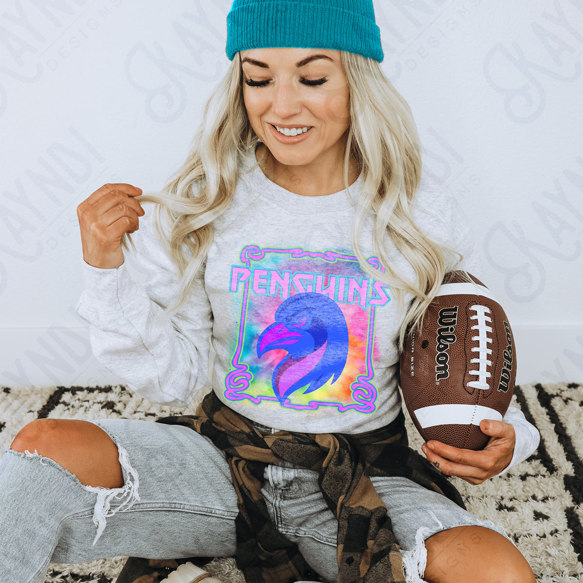 Penguins neon tie dye (Kayndi) DTF Transfer