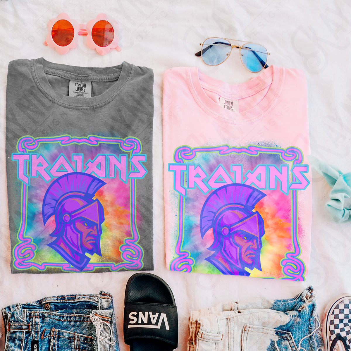 Trojans neon tie dye (Kayndi) DTF Transfer