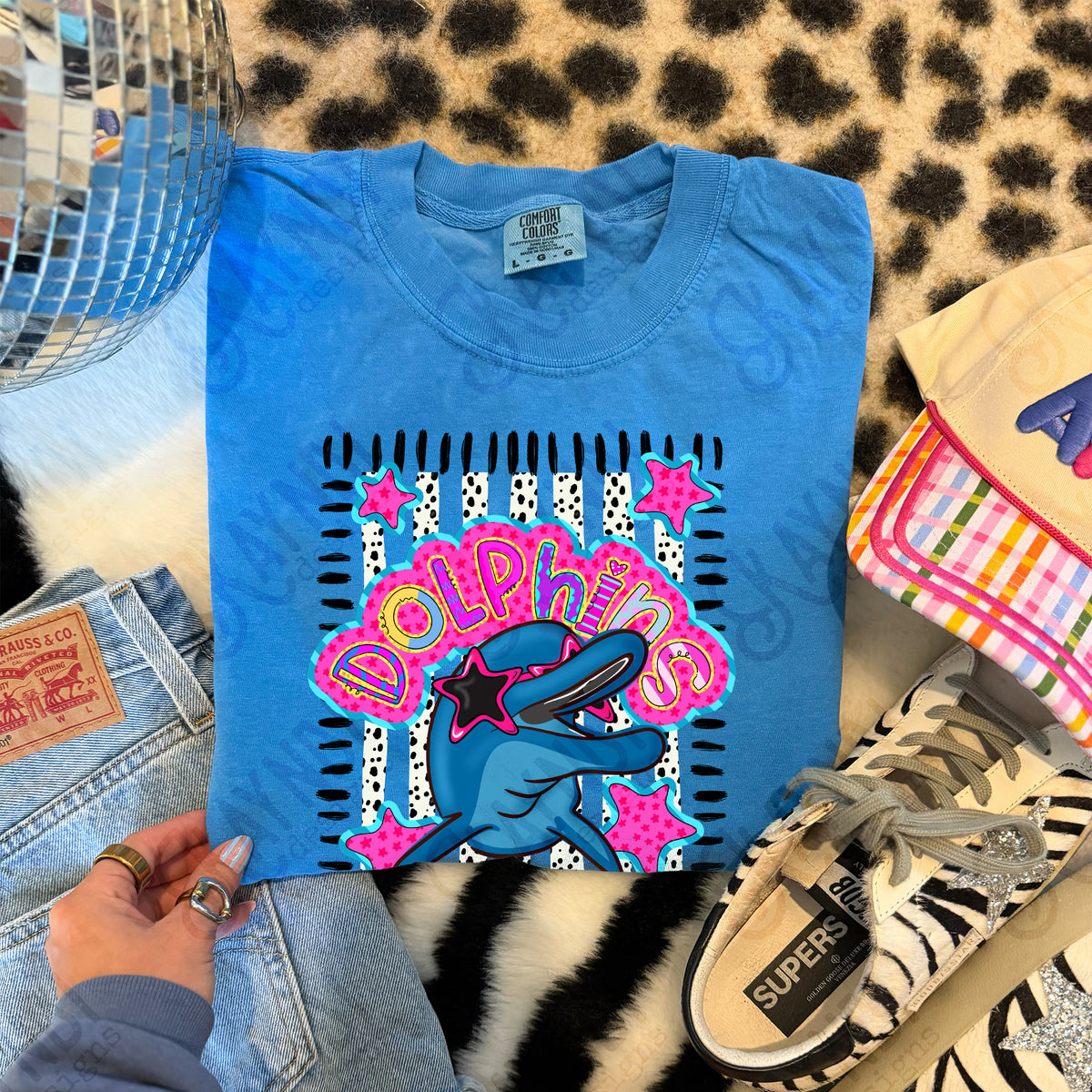 dolphins doodle star sunglasses mascots (kayndi) DTF transfer