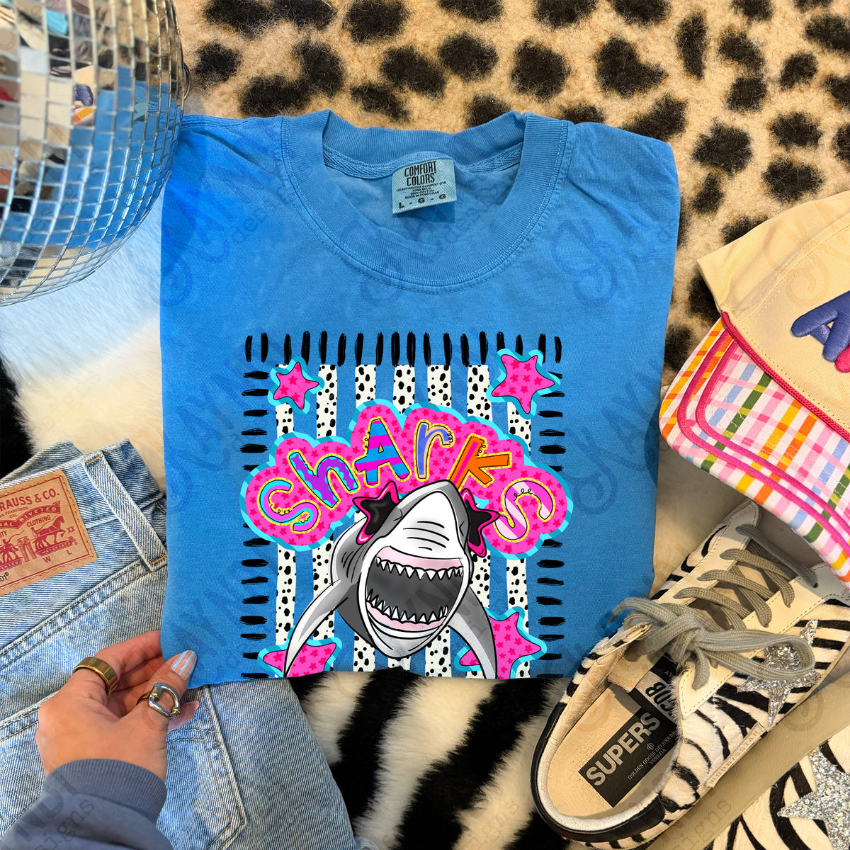 sharks doodle star sunglasses mascots (kayndi) DTF transfer