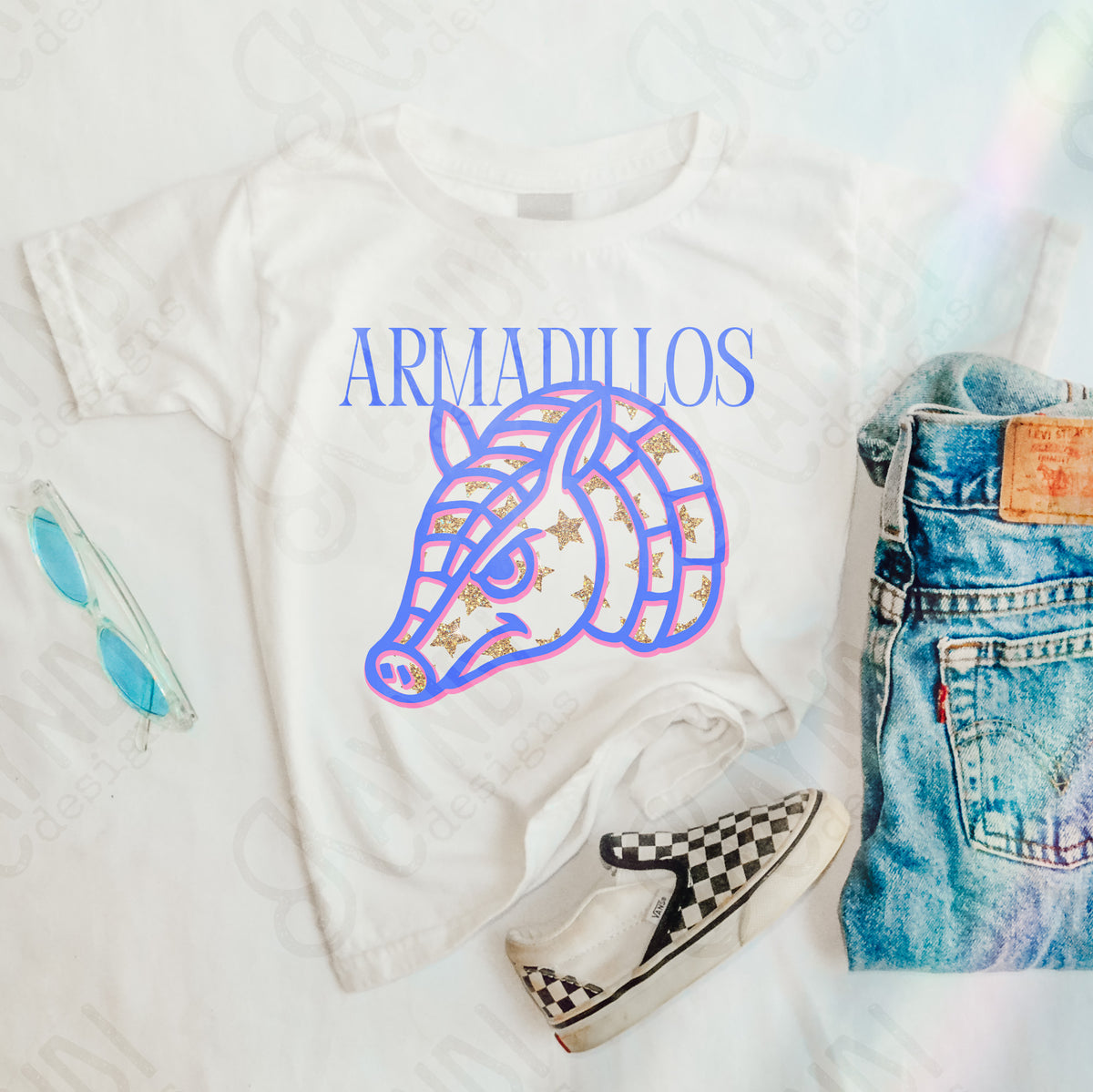 armadillos glitter star mascots (kayndi) DTF transfer