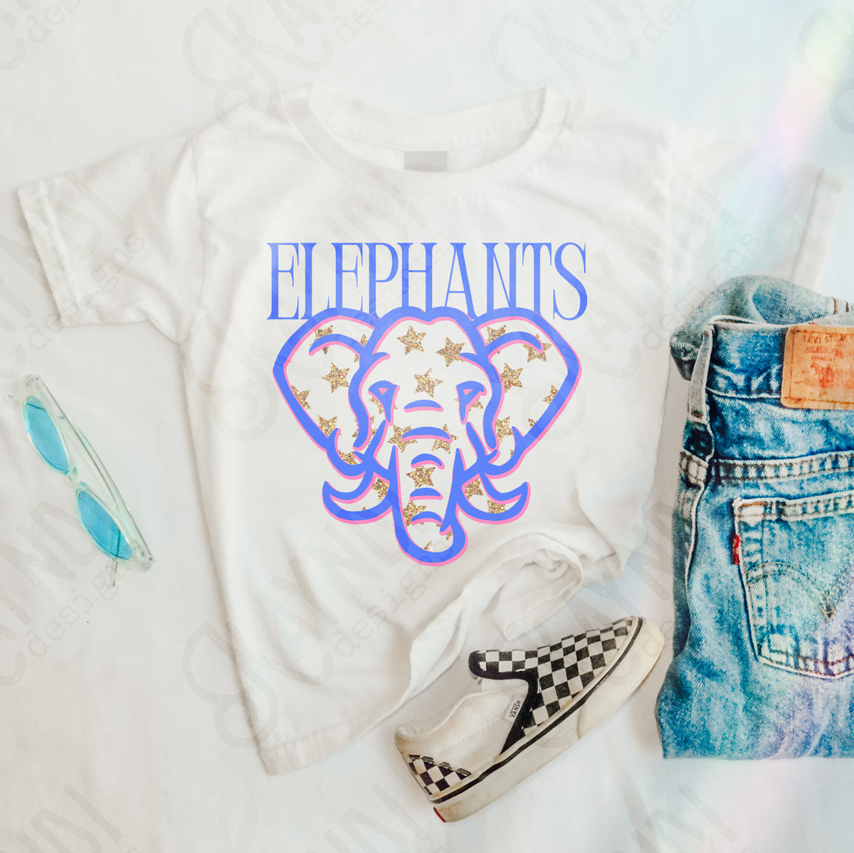 elephants glitter star mascots (kayndi) DTF transfer