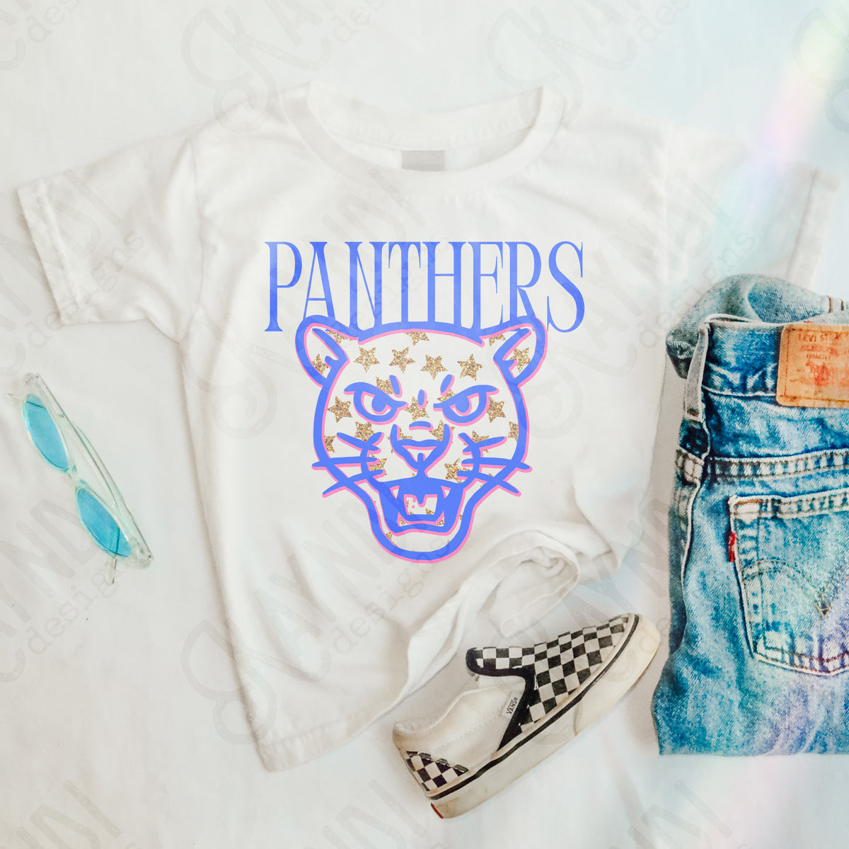 panthers glitter star mascots (kayndi) DTF transfer