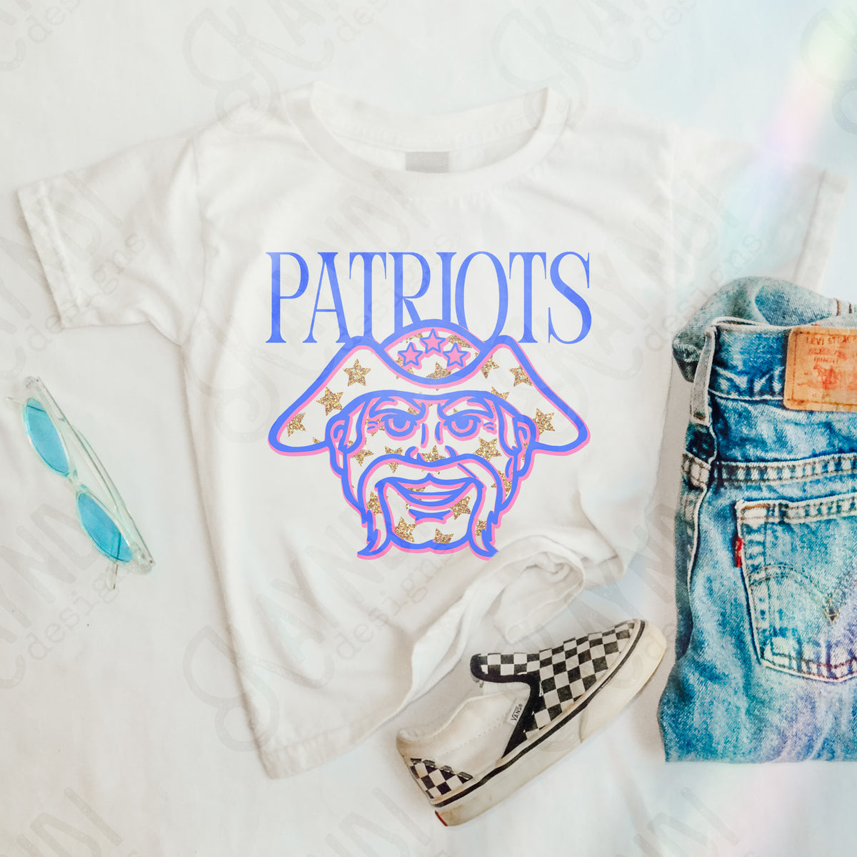 patriots glitter star mascots (kayndi) DTF transfer