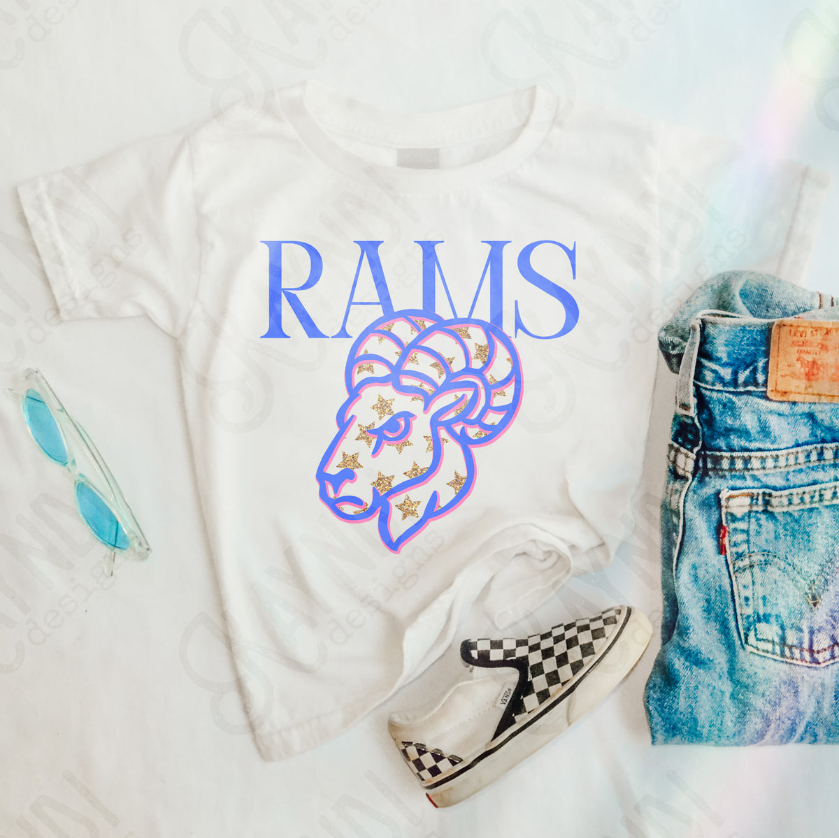rams glitter star mascots (kayndi) DTF transfer