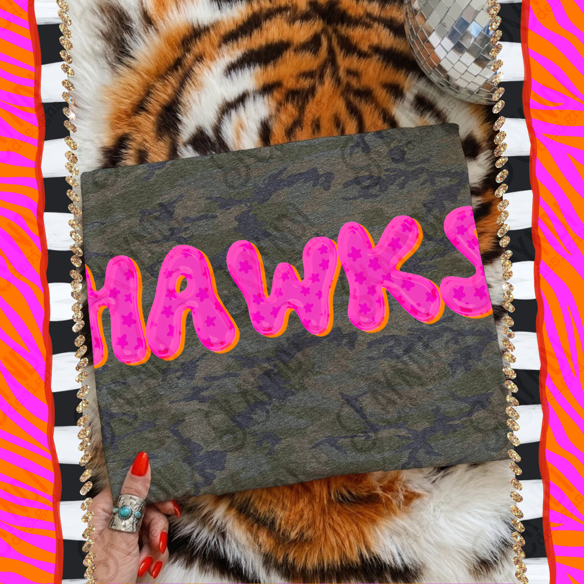 HAWKS bubble star mascot (kayndi) DTF Transfer