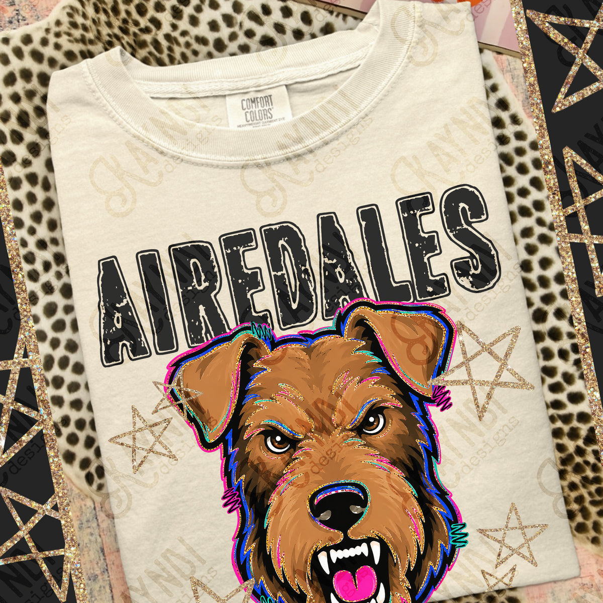 Airedales-Grunge Varsity Mascots (Kayndi) DTF Transfer