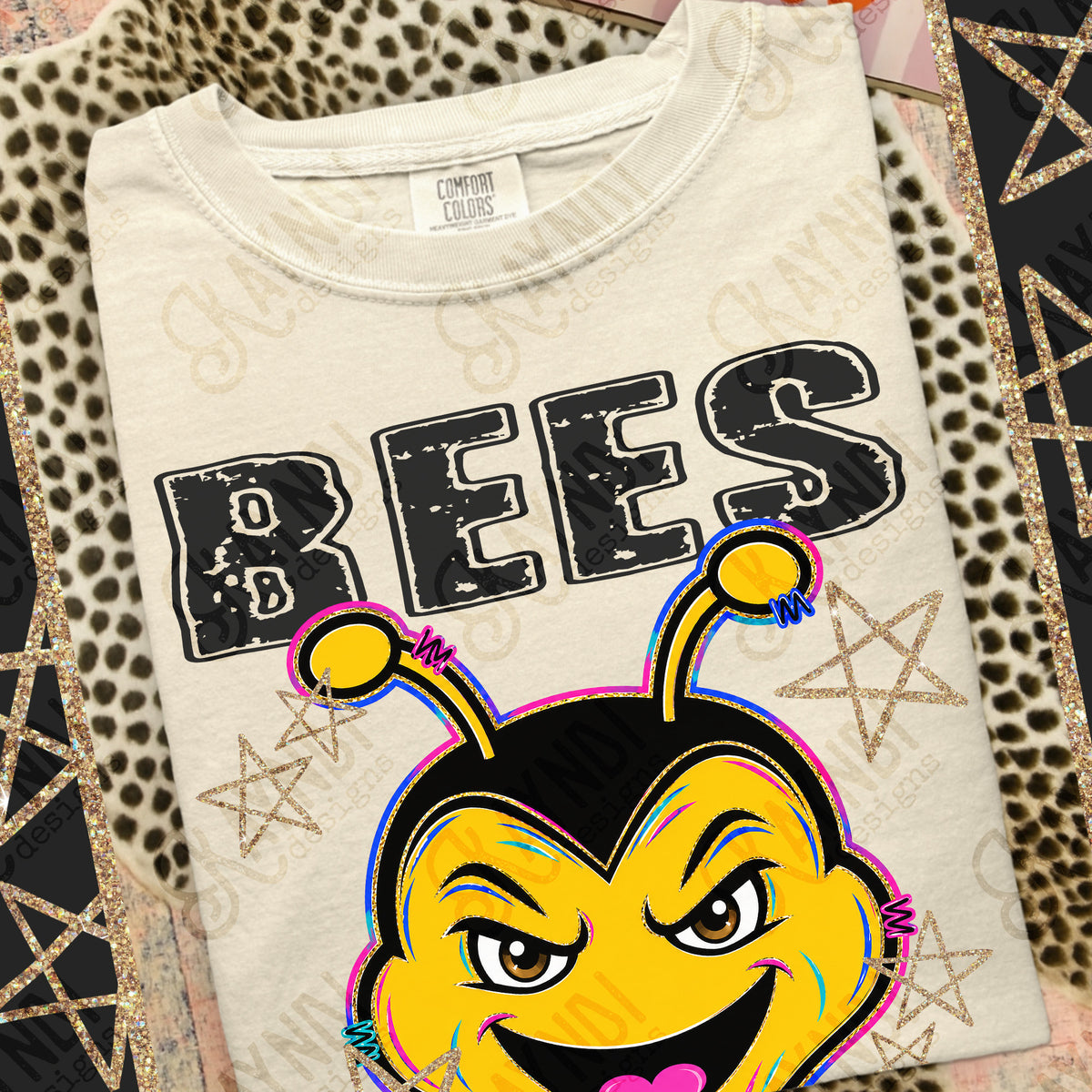 Bees - Grunge Varsity Mascots (Kayndi) DTF Transfer
