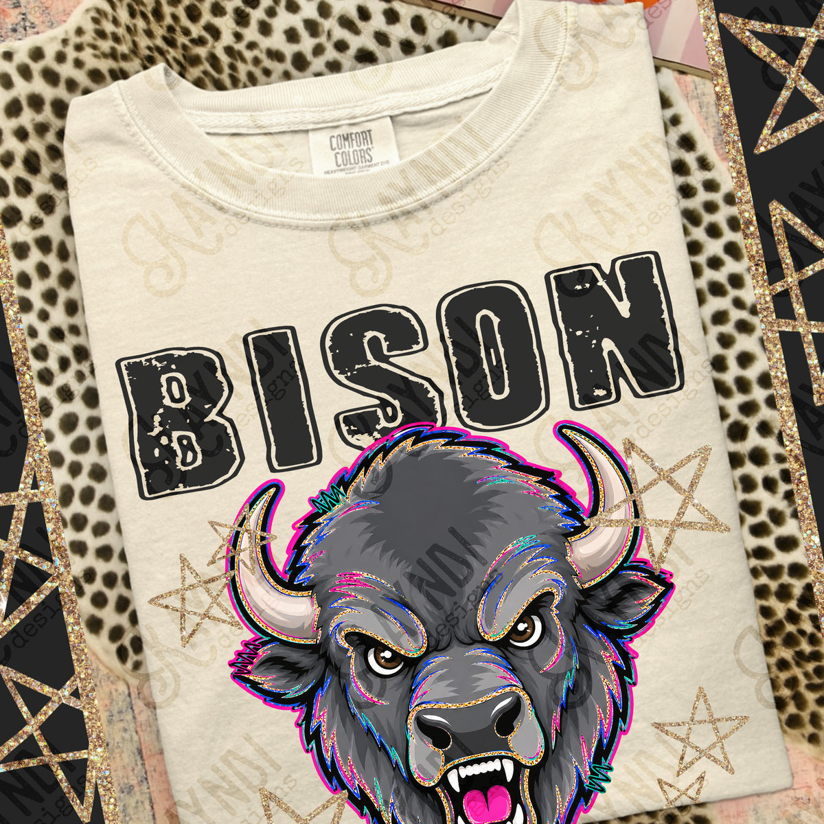 Bison-Grunge Varsity Mascots (Kayndi) DTF Transfer