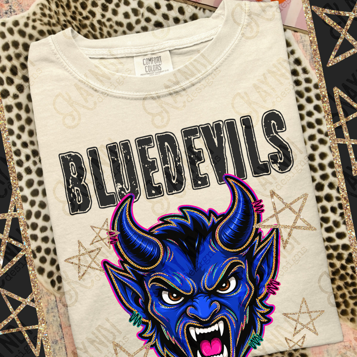Blue Devils-Grunge Varsity Mascots (Kayndi) DTF Transfer