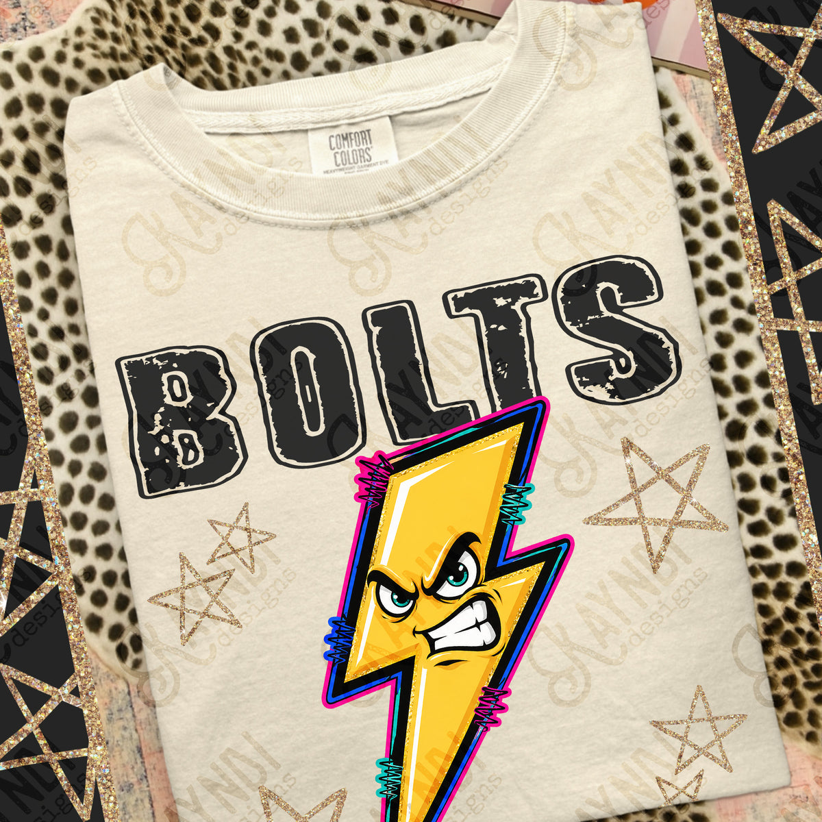 Bolts-Grunge Varsity Mascots (Kayndi) DTF Transfer