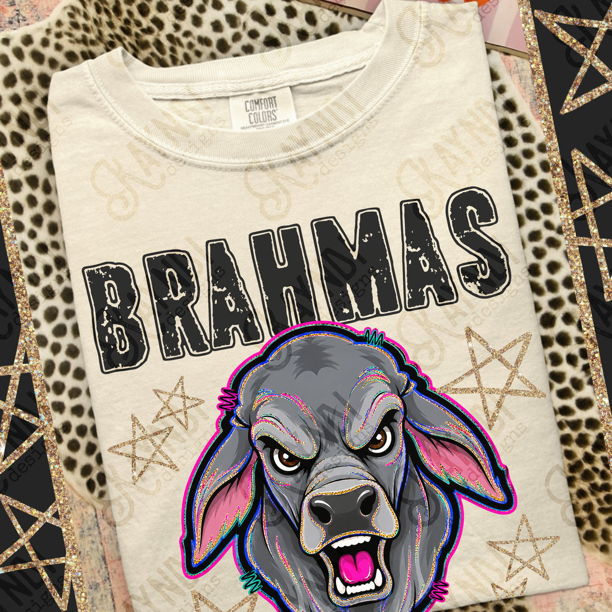 Brahmas-Grunge Varsity Mascots (Kayndi) DTF Transfer