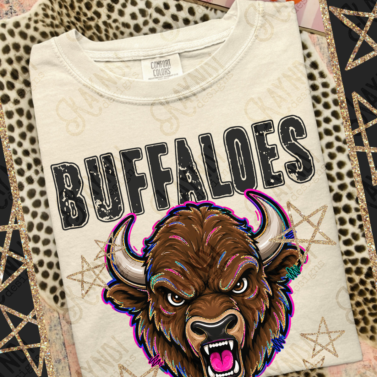 Buffaloes-Grunge Varsity Mascots (Kayndi) DTF Transfer
