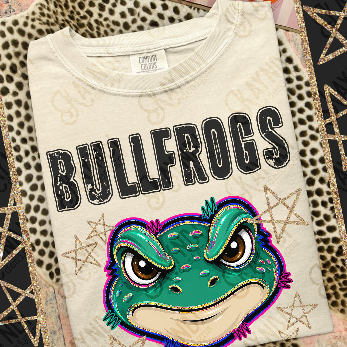 Bullfrogs-Grunge Varsity Mascots (Kayndi) DTF Transfer