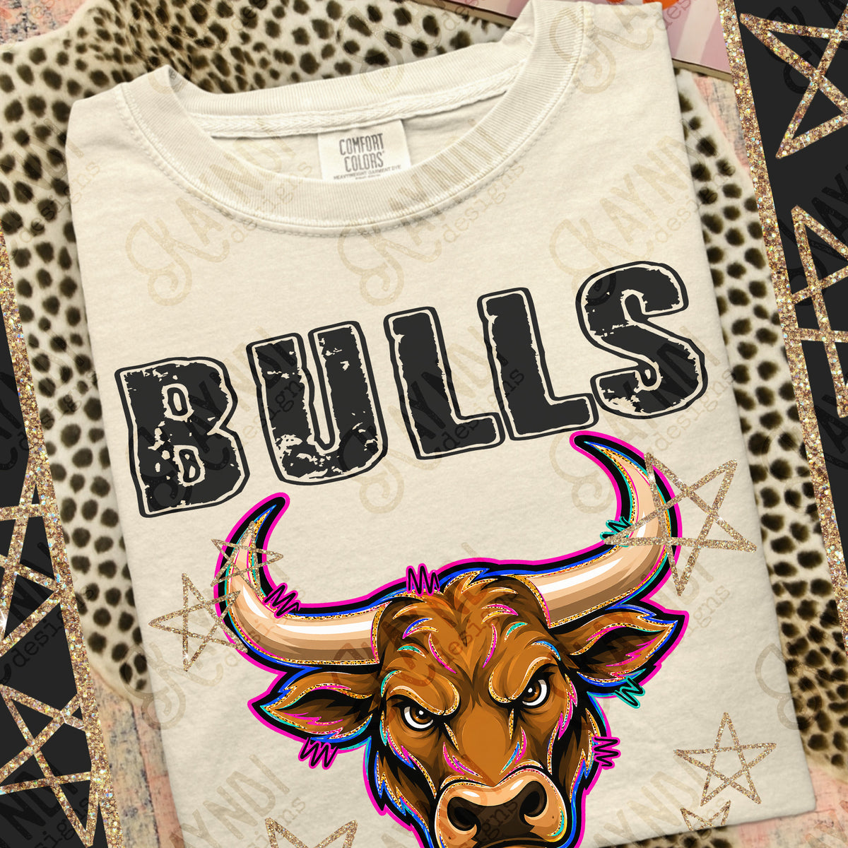 Bulls- Grunge Varsity Mascots (Kayndi) DTF Transfer