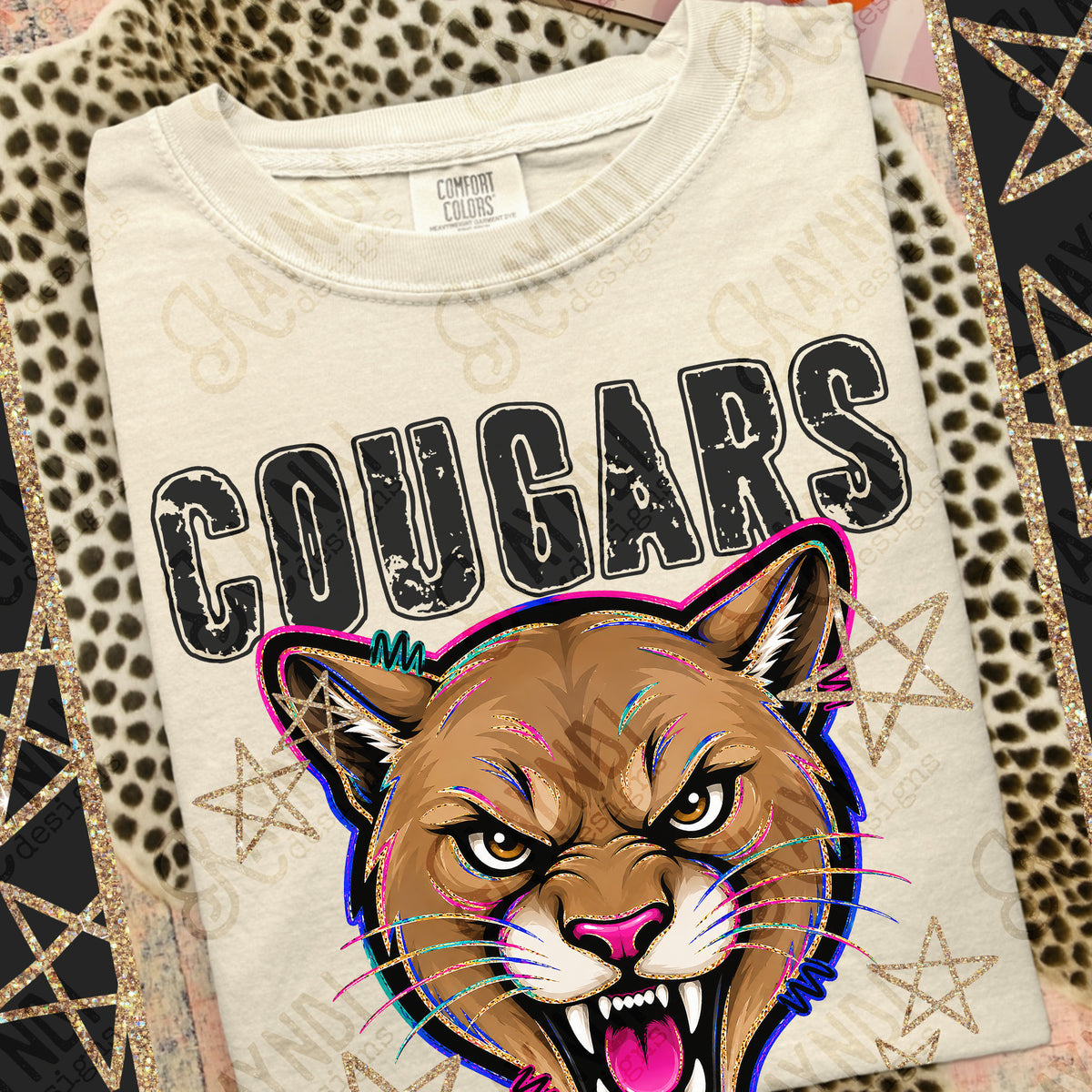 Cougars- Grunge Varsity Mascots (Kayndi) DTF Transfer