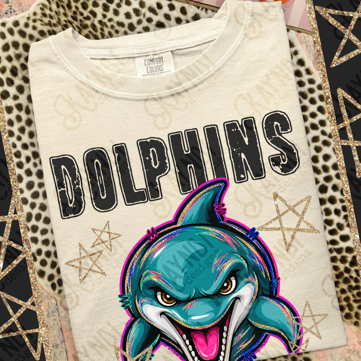 Dolphins- Panthers- Grunge Varsity Mascots (Kayndi) DTF Transfer