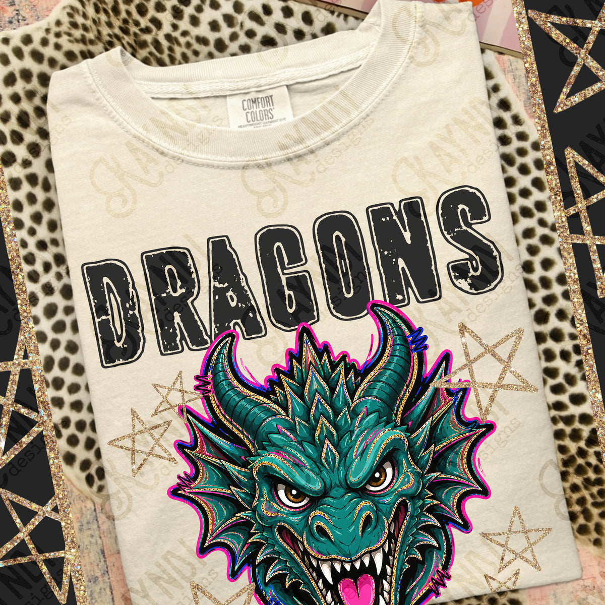 Dragons-Grunge Varsity Mascots (Kayndi) DTF Transfer