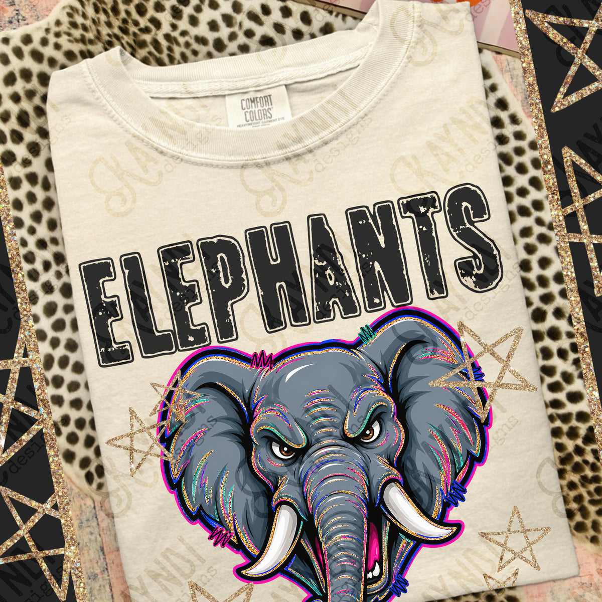 Elephants - Grunge Varsity Mascots (Kayndi) DTF Transfer