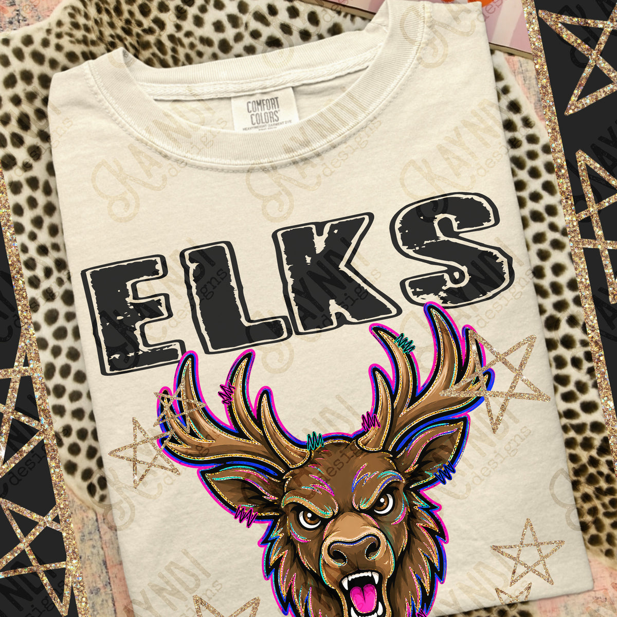 Elks-Grunge Varsity Mascots (Kayndi) DTF Transfer