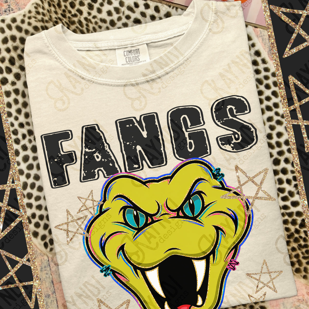 Fangs - Grunge Varsity Mascots (Kayndi) DTF Transfer