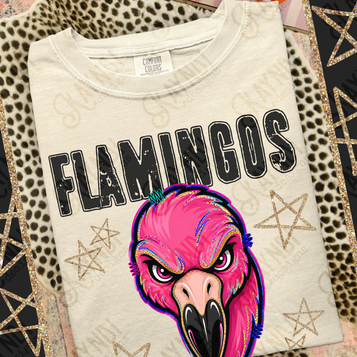 Flamingos-Grunge Varsity Mascots (Kayndi) DTF Transfer