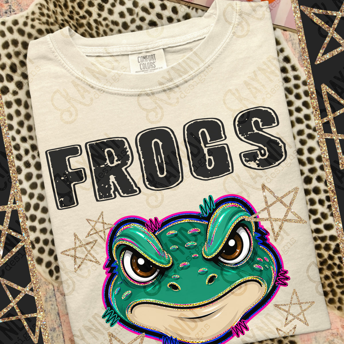 Frogs- Grunge Varsity Mascots (Kayndi) DTF Transfer