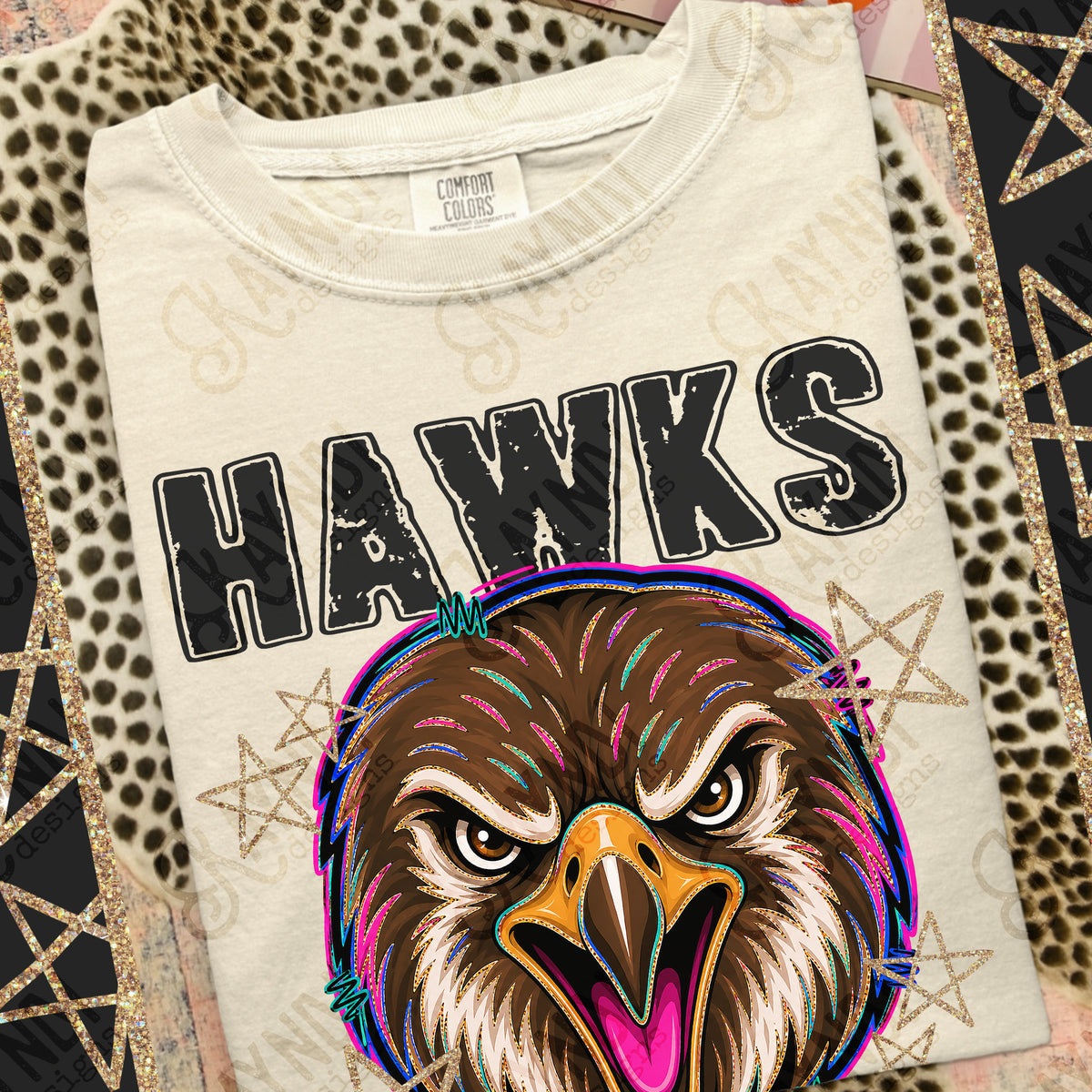 Hawks - Grunge Varsity Mascots (Kayndi) DTF Transfer