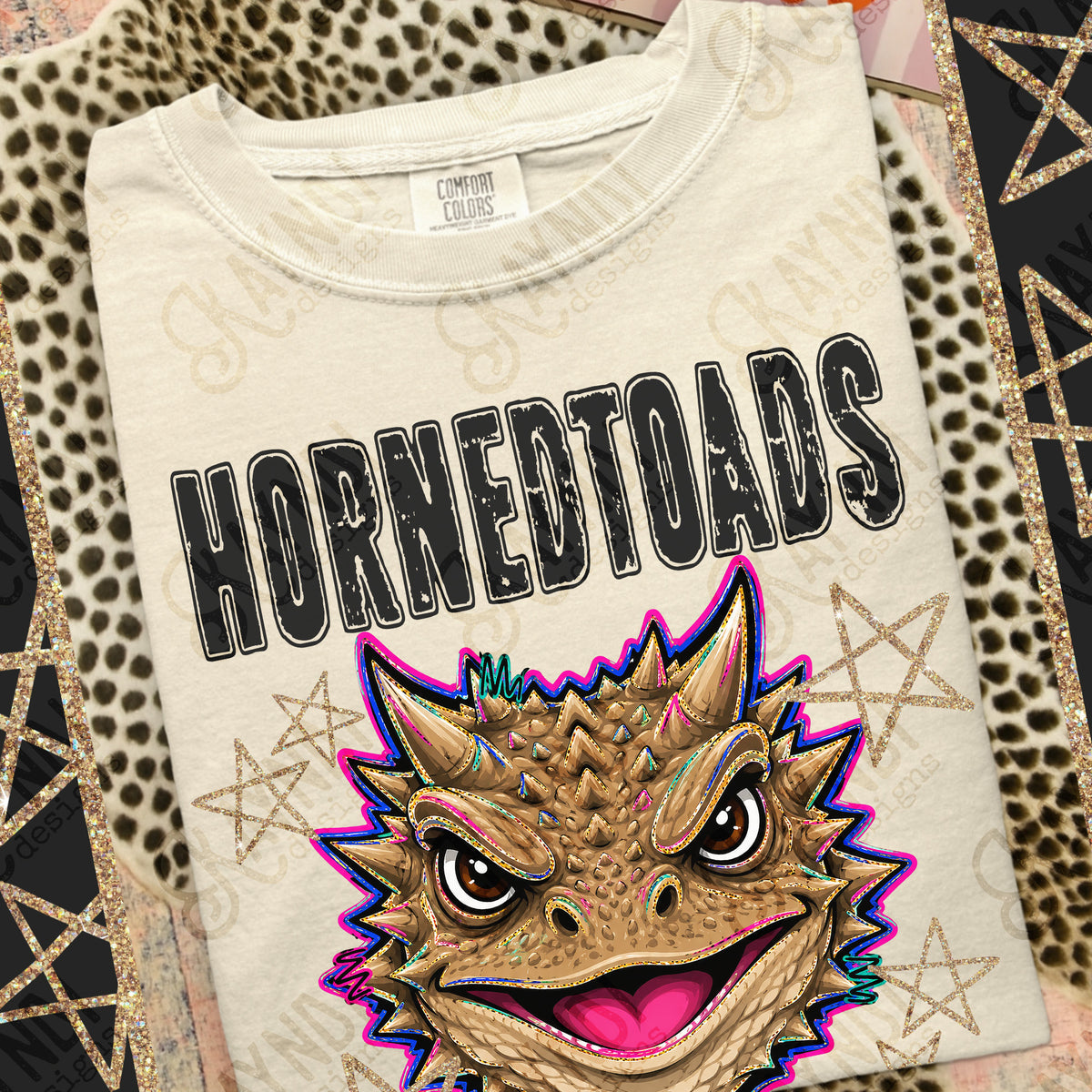 Horned Toad-Grunge Varsity Mascots (Kayndi) DTF Transfer