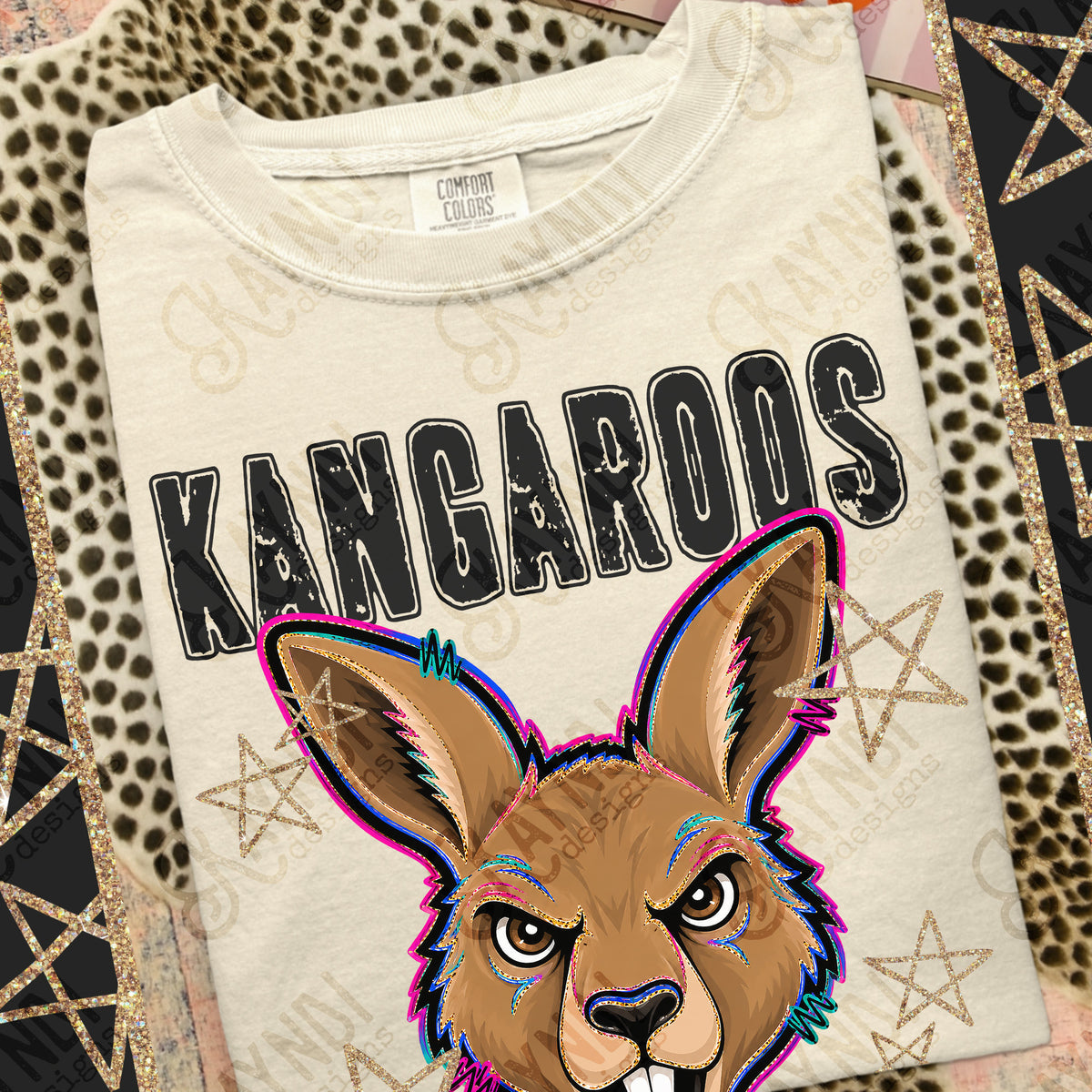 Kangaroos- Panthers- Grunge Varsity Mascots (Kayndi) DTF Transfer