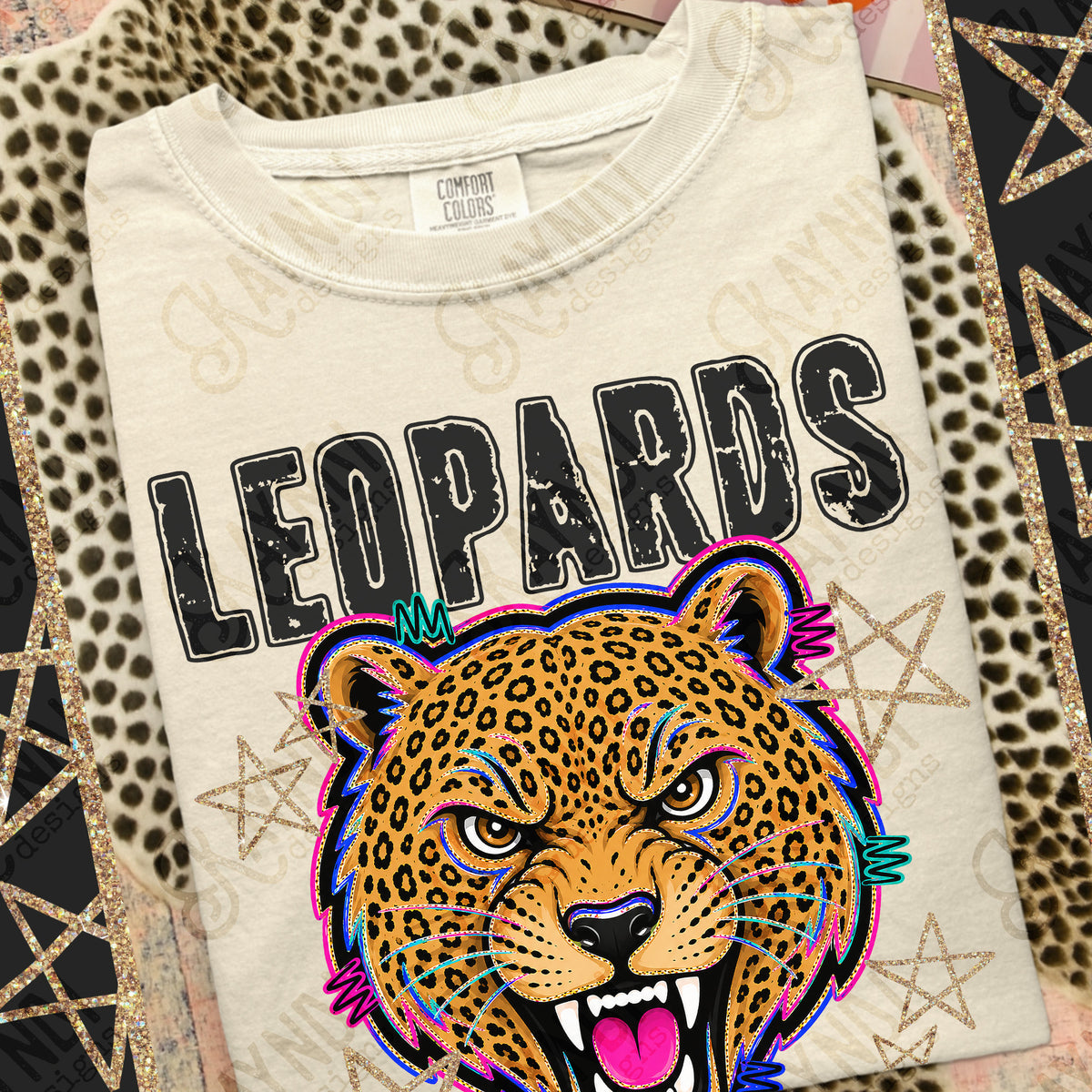 Leopards- Grunge Varsity Mascots (Kayndi) DTF Transfer
