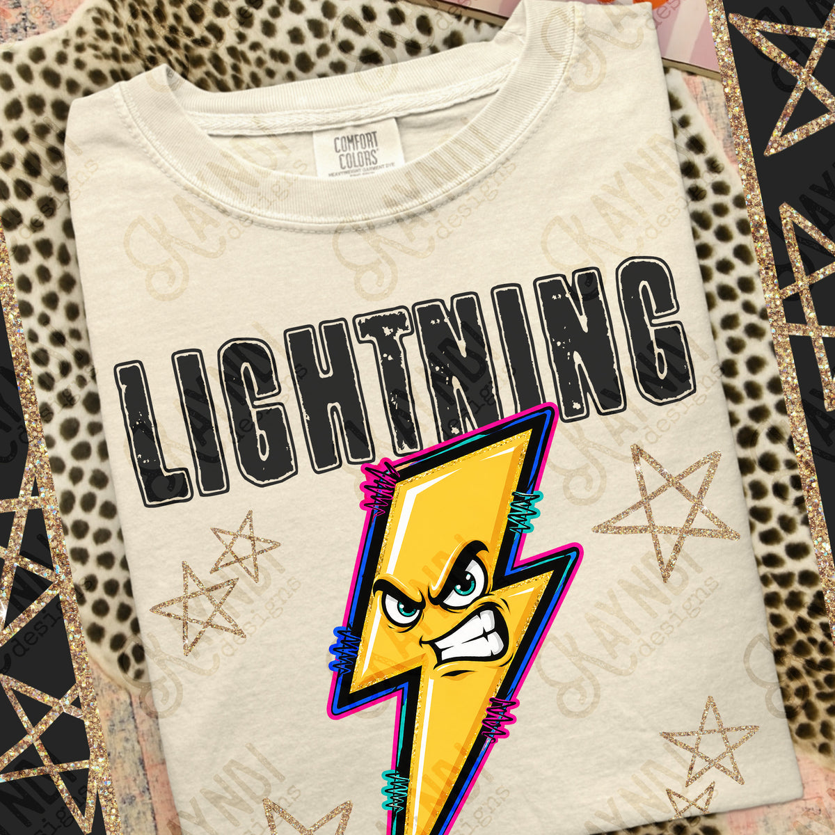 Lighting- Grunge Varsity Mascots (Kayndi) DTF Transfer