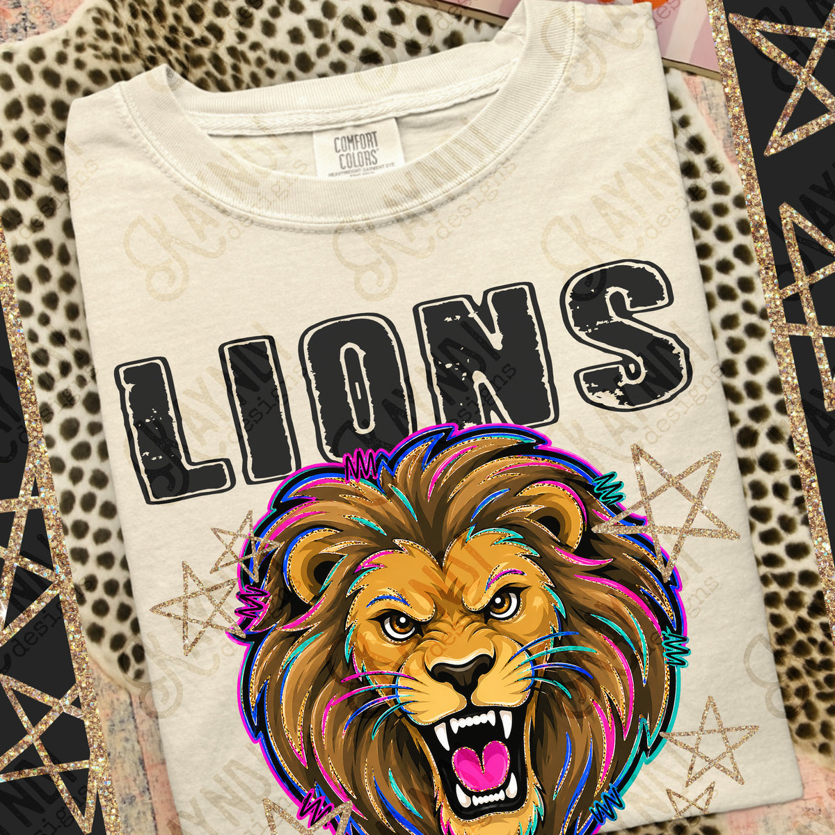 Lions- Grunge Varsity Mascots (Kayndi) DTF Transfer
