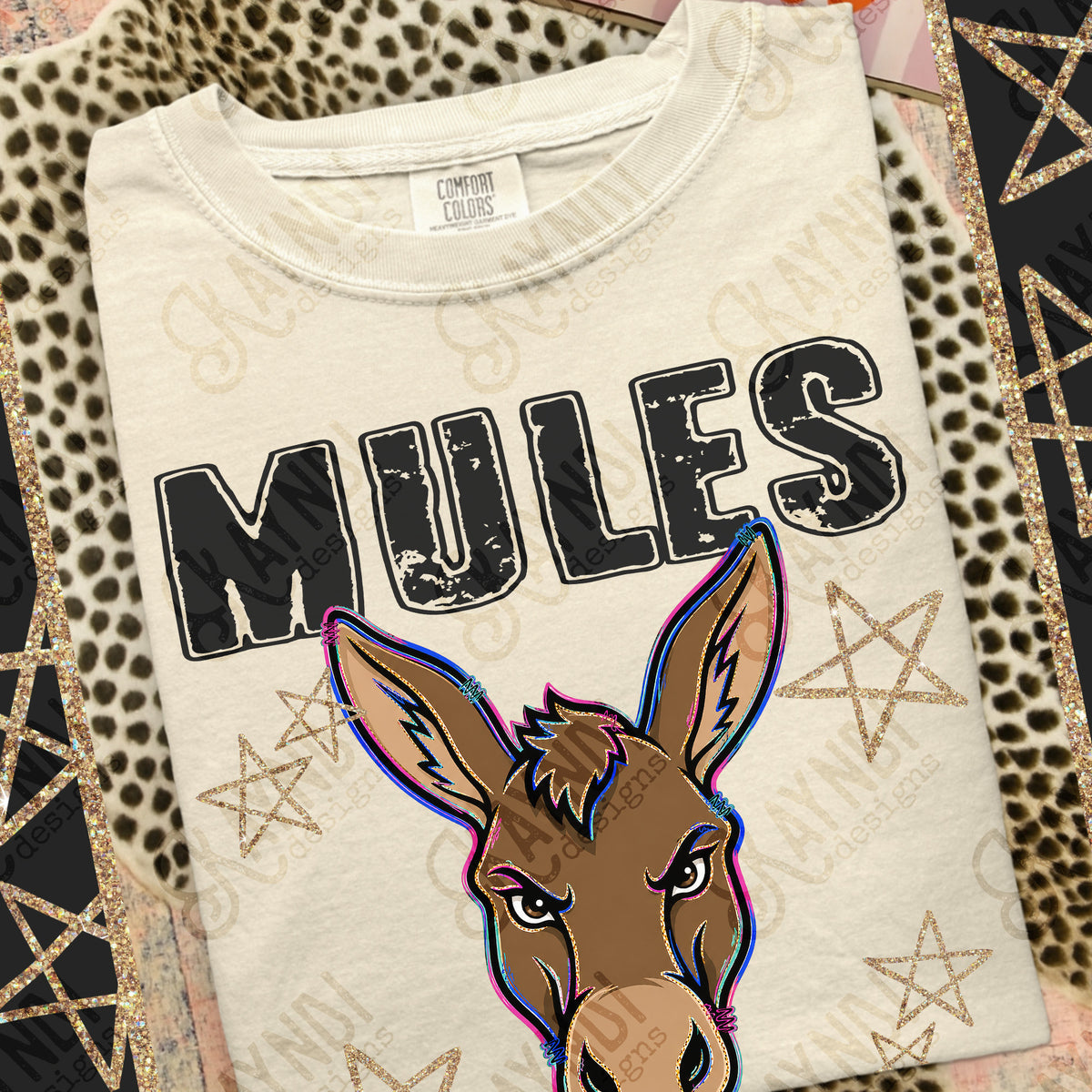 Mules-Grunge Varsity Mascots (Kayndi) DTF Transfer