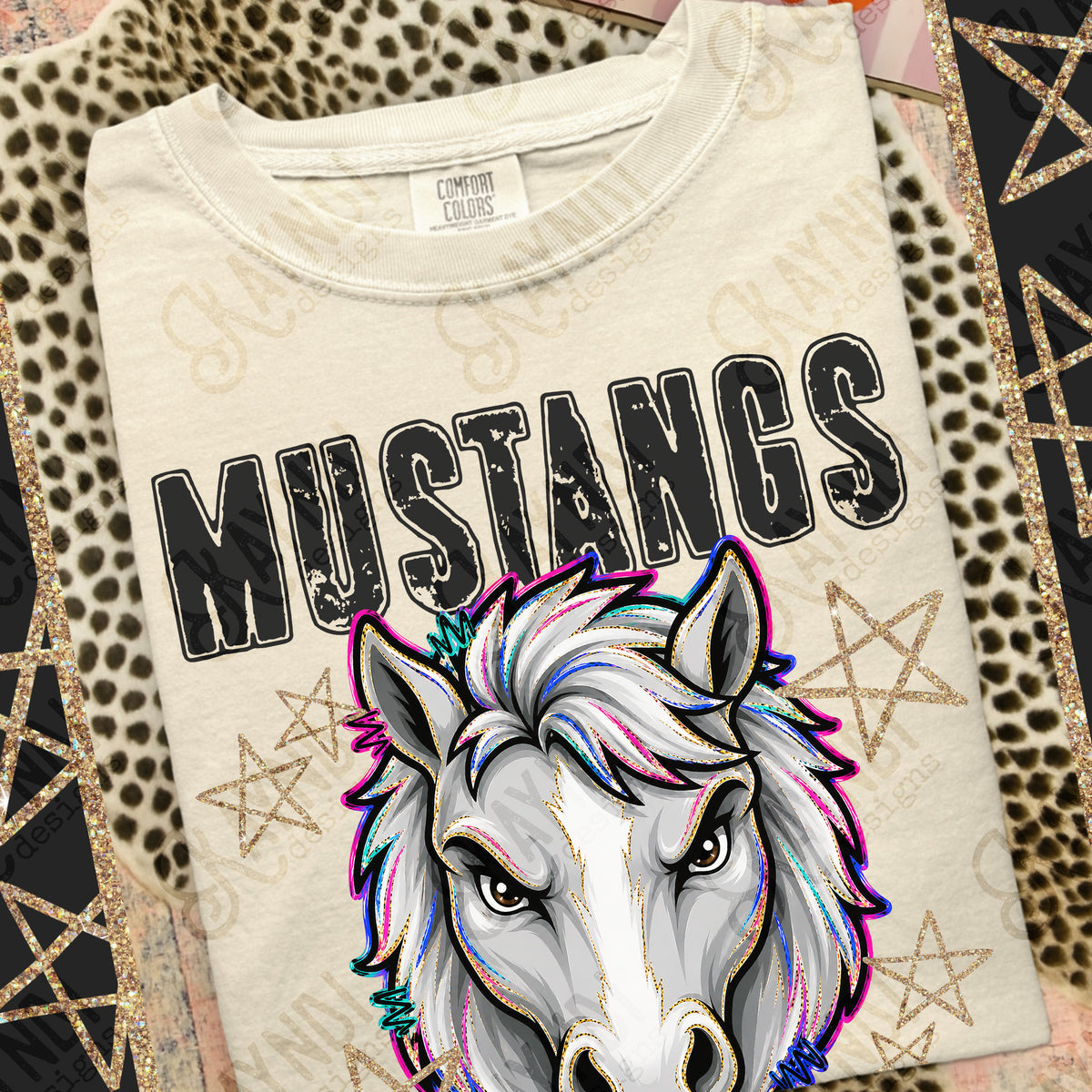 Mustangs- Grunge Varsity Mascots (Kayndi) DTF Transfer