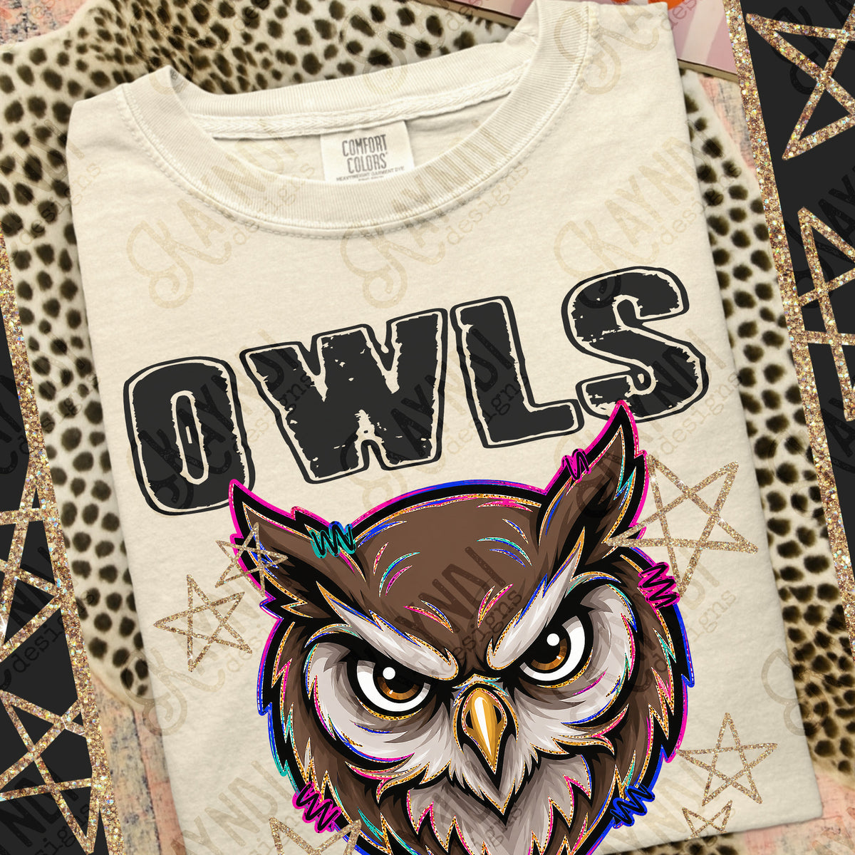 Owls-Grunge Varsity Mascots (Kayndi) DTF Transfer