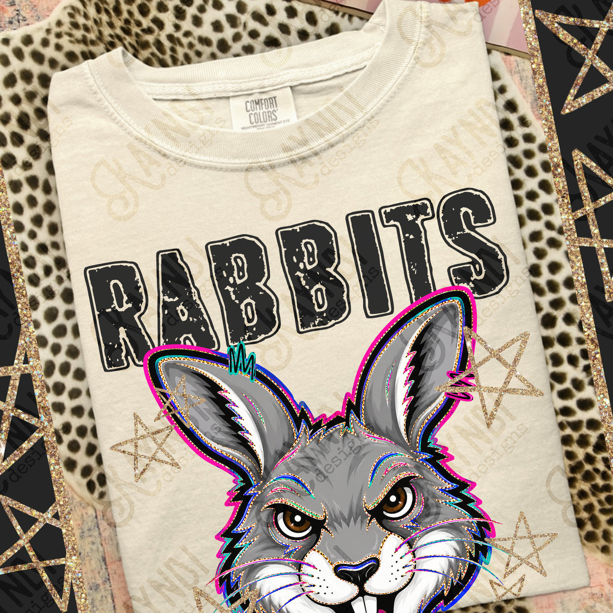 Rabbits-Grunge Varsity Mascots (Kayndi) DTF Transfer
