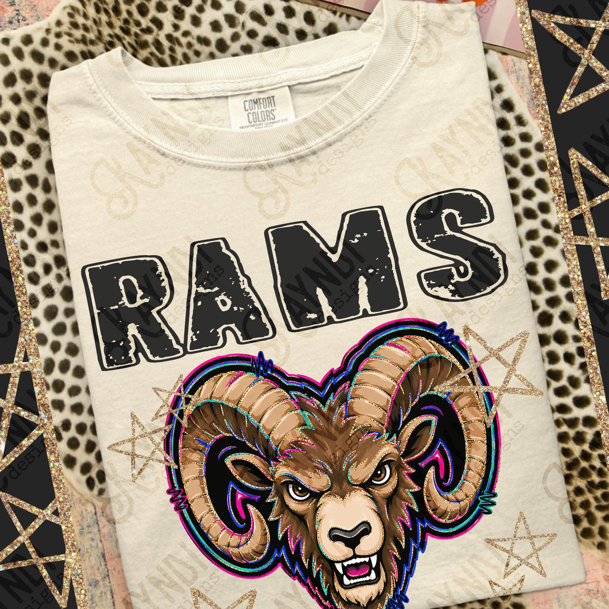 Rams- Grunge Varsity Mascots (Kayndi) DTF Transfer