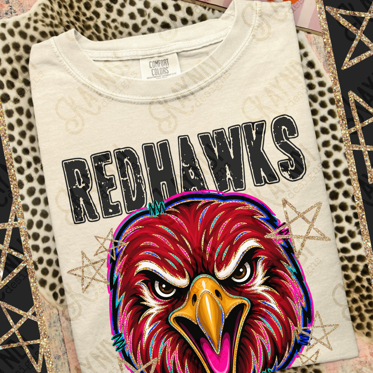 Red Hawks-Grunge Varsity Mascots (Kayndi) DTF Transfer