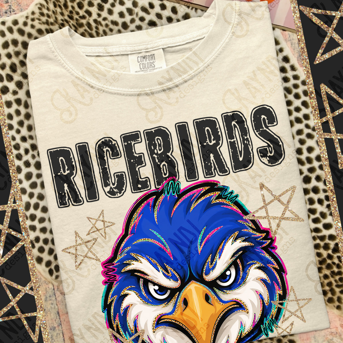 Ricebirds-Grunge Varsity Mascots (Kayndi) DTF Transfer