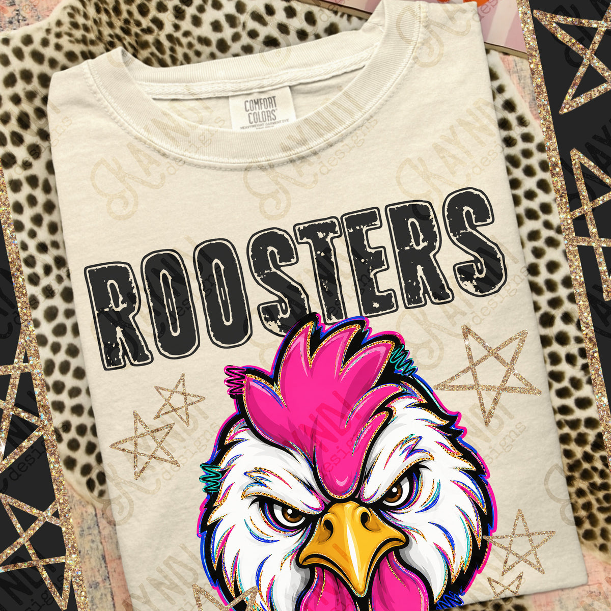 Roosters- Grunge Varsity Mascots (Kayndi) DTF Transfer