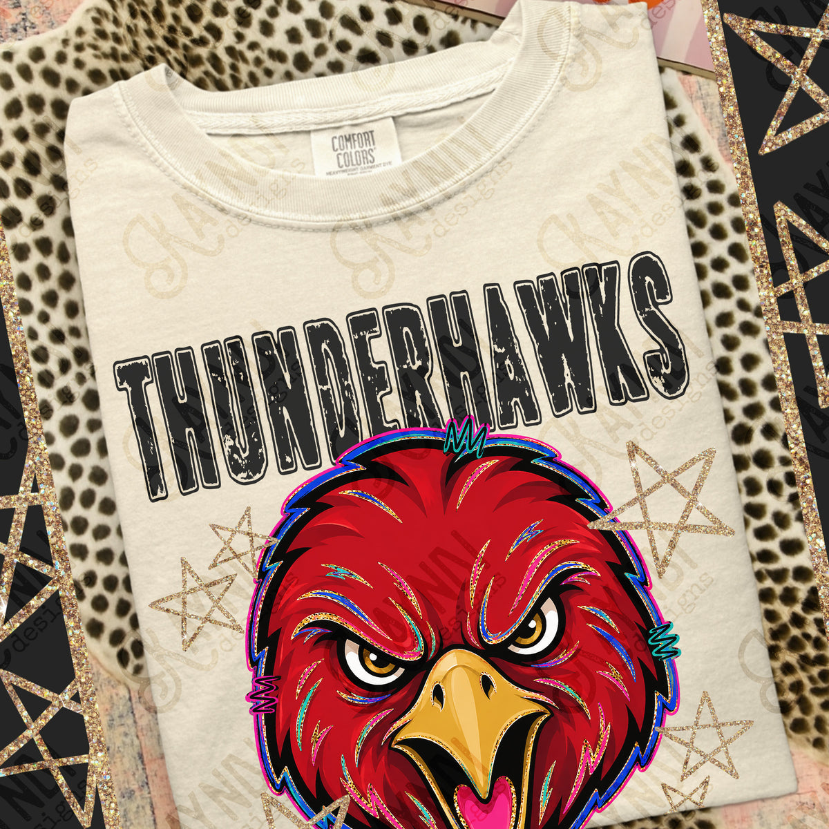 Thunderhawks-Grunge Varsity Mascots (Kayndi) DTF Transfer
