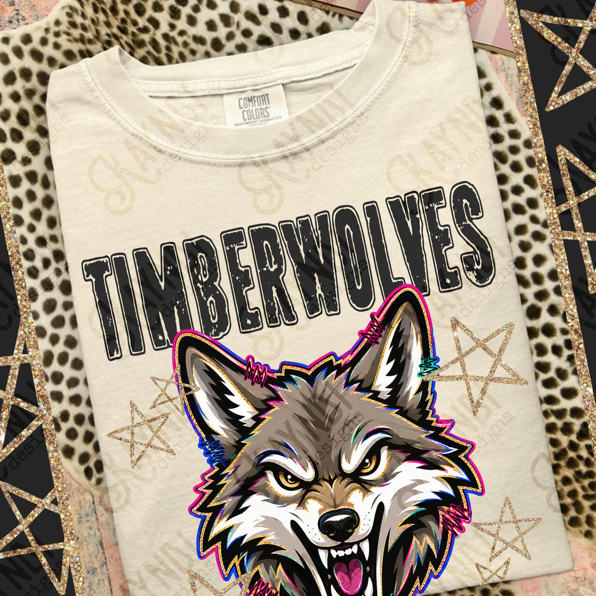 Timberwolves-Grunge Varsity Mascots (Kayndi) DTF Transfer