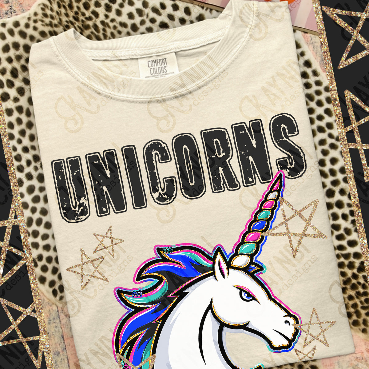 Unicorns - Grunge Varsity Mascots (Kayndi) DTF Transfer