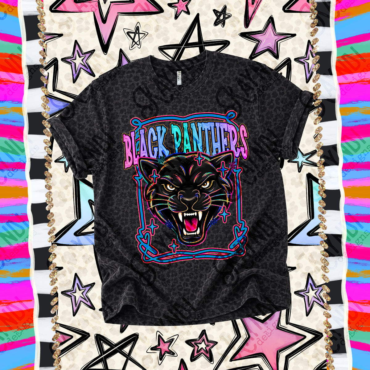 Black Panthers-Retro Pop (Kayndi)  DTF Transfer